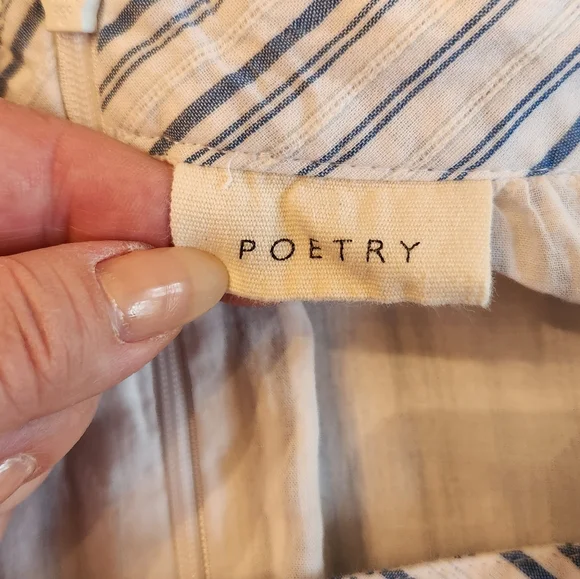 Poetry Blue and White Striped 100% Cotton Midi Skirt Size US 18 - Picture 6 of 8